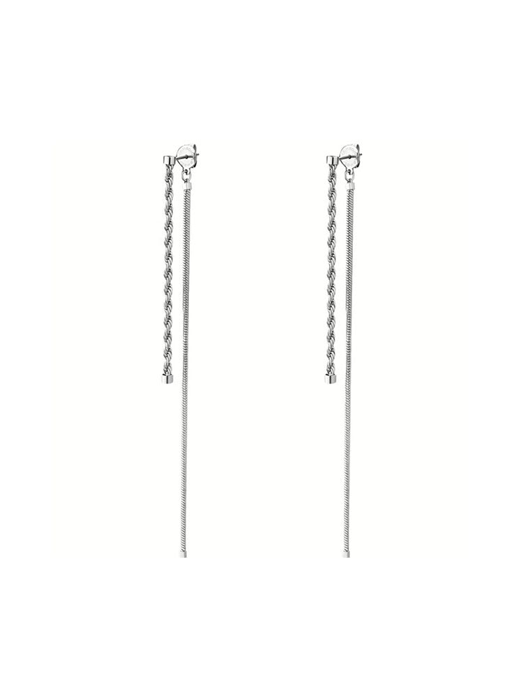 ORECCHINI DONNA IN ACCIAIO PENDENTI TORCHON E SNAKE  COLLEZIONE ESSENTIAL BROSWAY