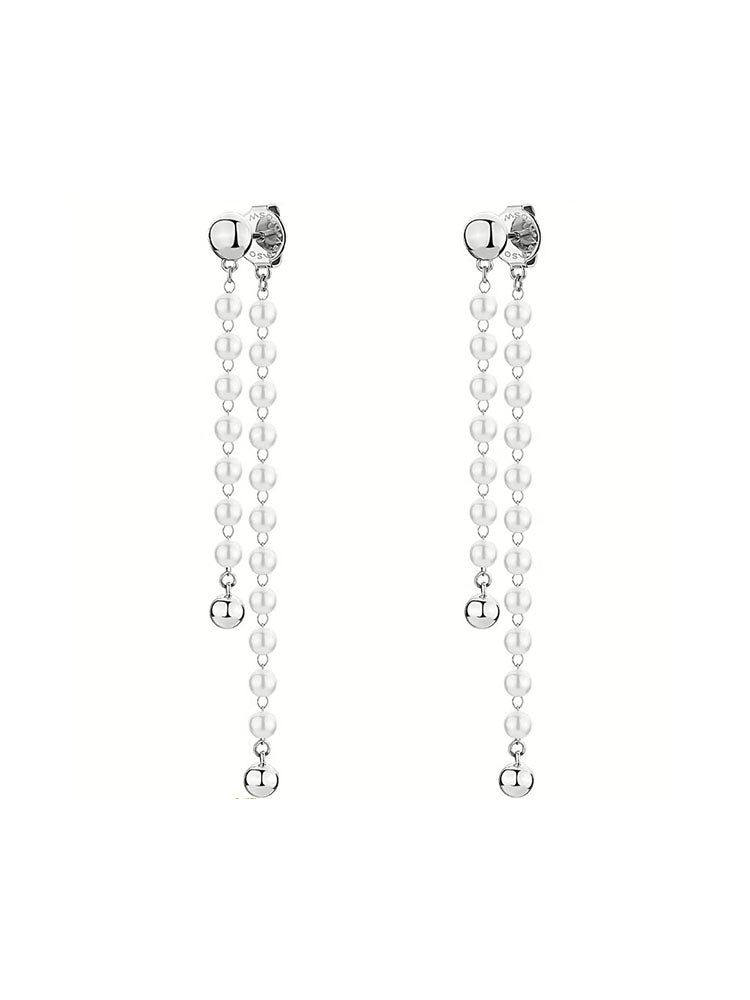 ORECCHINI DONNA IN ACCIAIO PENDENTI CON PERLE COLLEZIONE ESSENTIAL BROSWAY