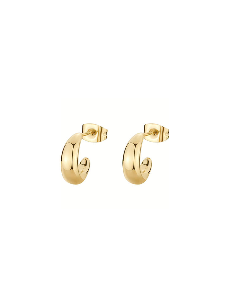 ORECCHINI DONNA IN ACCIAIO A CERCHIO FINITURA ORO COLLEZIONE ESSENTIAL BROSWAY