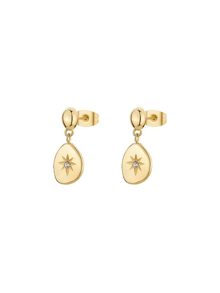 ORECCHINI DONNA IN ACCIAIO PENDENTI CON CRISTALLI FINITURA IN ORO COLLEZIONE ESSENTIAL BROSWAY