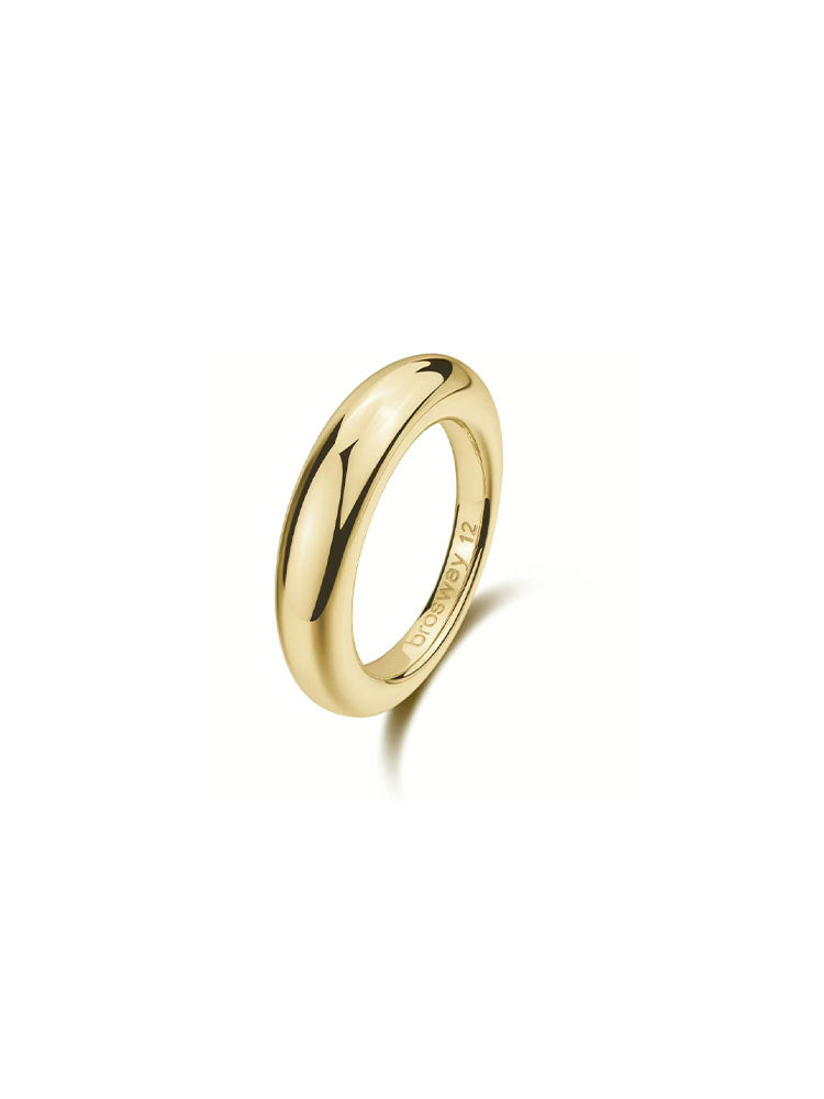 ANELLO DONNA IN ACCIAIO A FASCIA FINITURA IN ORO COLLEZIONE ESSENTIAL MISURA 18  BROSWAY