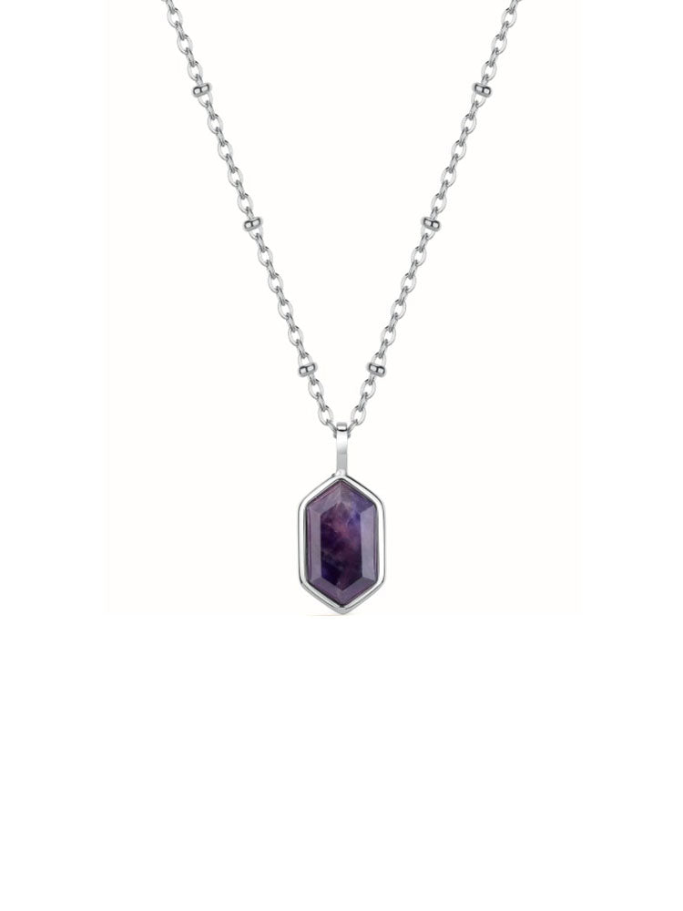 COLLANA DONNA IN ACCIAIO CON PENDENTE IN AMETISTA BROSWAY