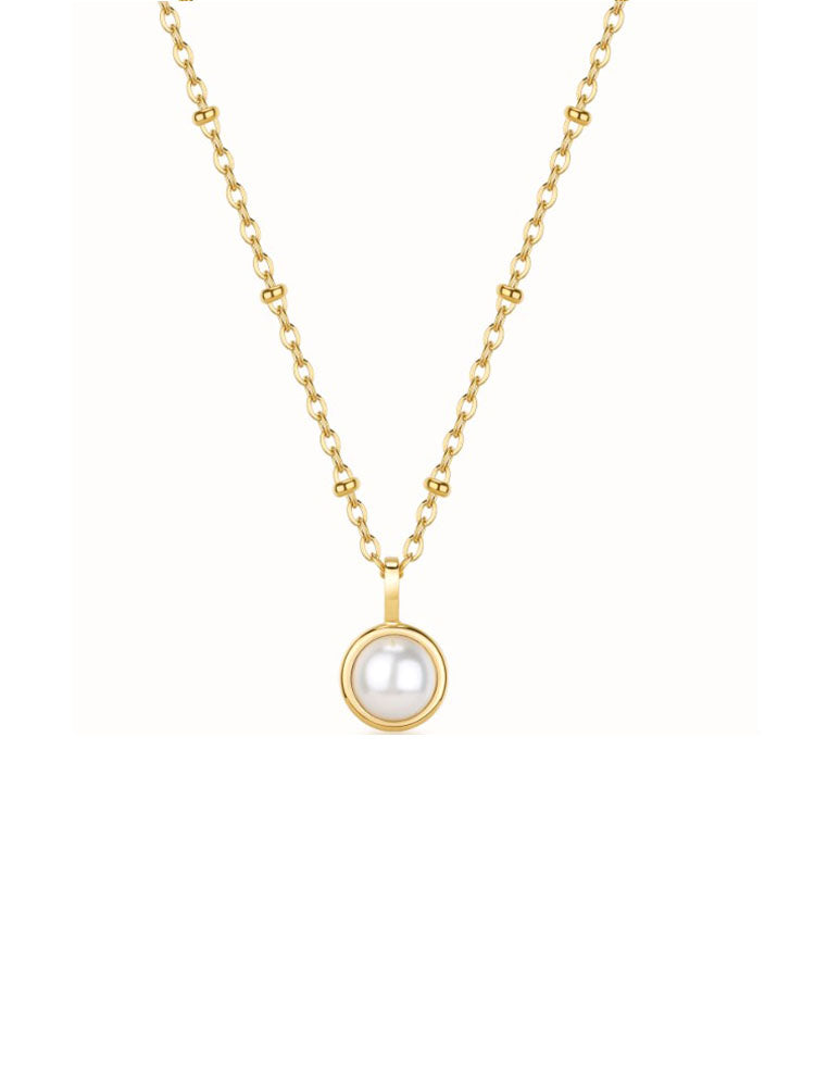 COLLANA DONNA IN ACCIAIO DORATO CON PERLA PENDENTE BROSWAY