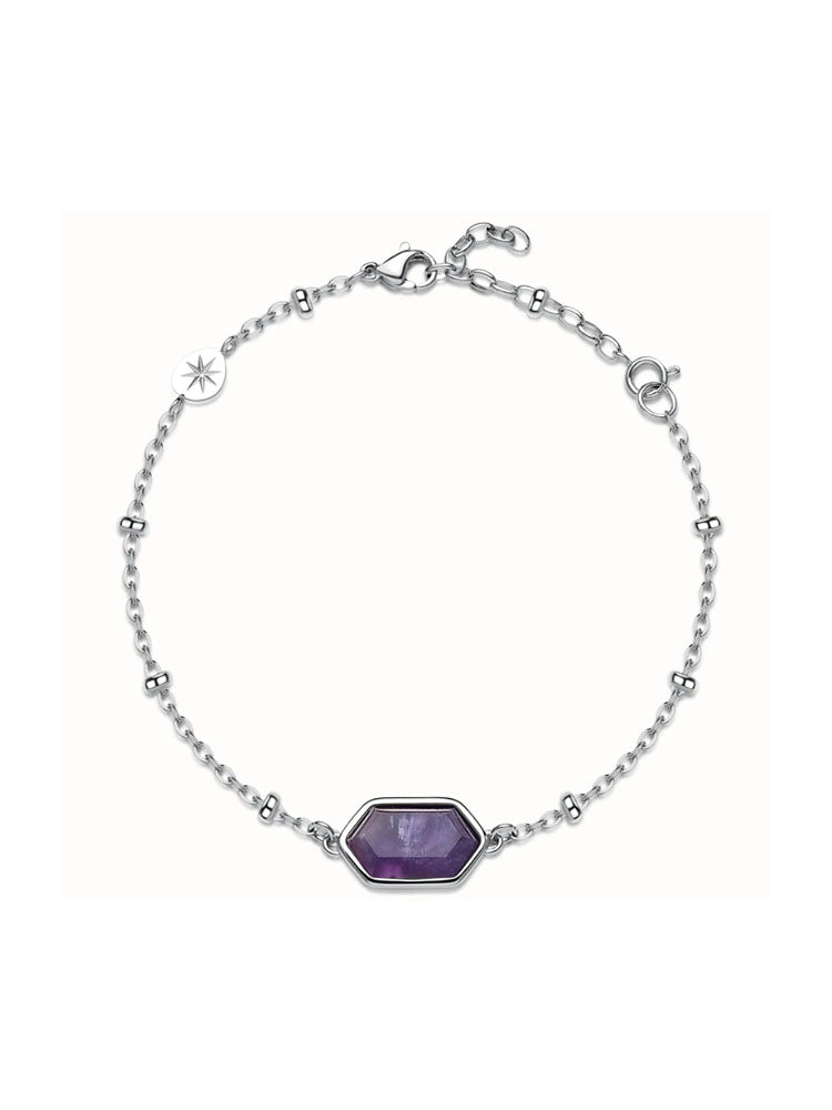 BRACCIALE DONNA IN ACCIAIO CON CENTRALE IN AMETISTA BROSWAY