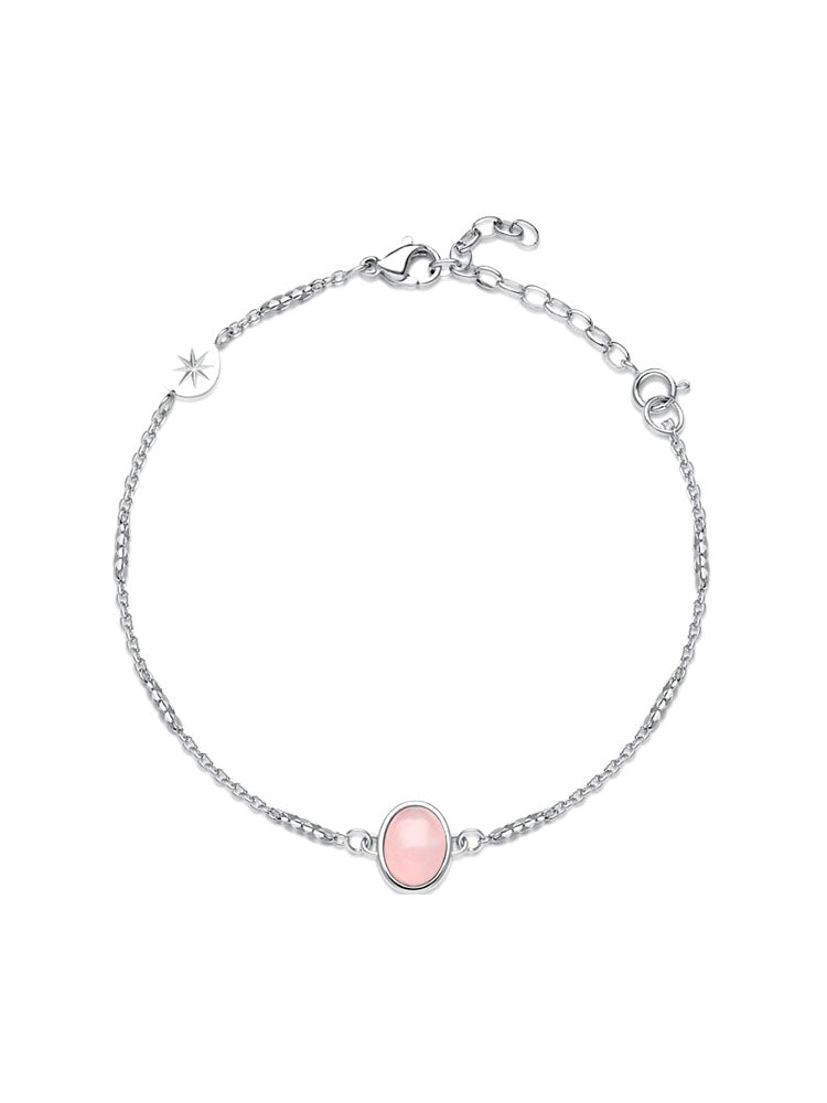 BRACCIALE DONNA IN ACCIAIO CON CENTRALE OVALE IN QUARZO ROSA BROSWAY
