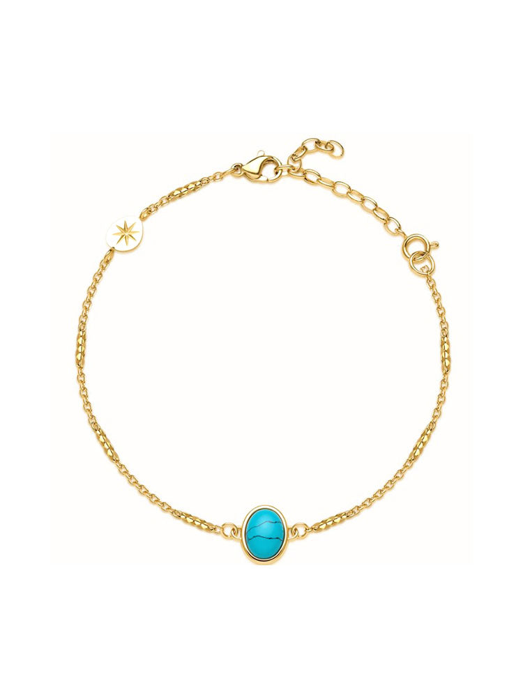 BRACCIALE DONNA IN ACCIAIO DORATO CON CENTRALE OVALE IN TURCHESE BROSWAY