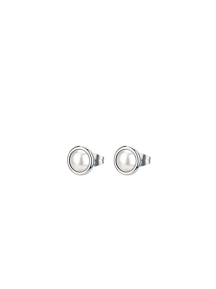 ORECCHINI DONNA IN ACCIAIO A LOBO CON PERLA BROSWAY