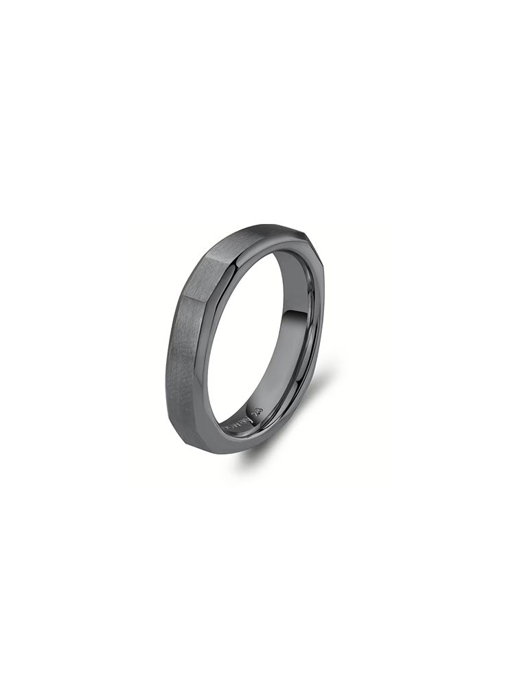 ANELLO UOMO IN ACCIAIO A FASCIA FINITURA RUTENIO  COLLEZIONE LOGAN MISURA 23 BROSWAY