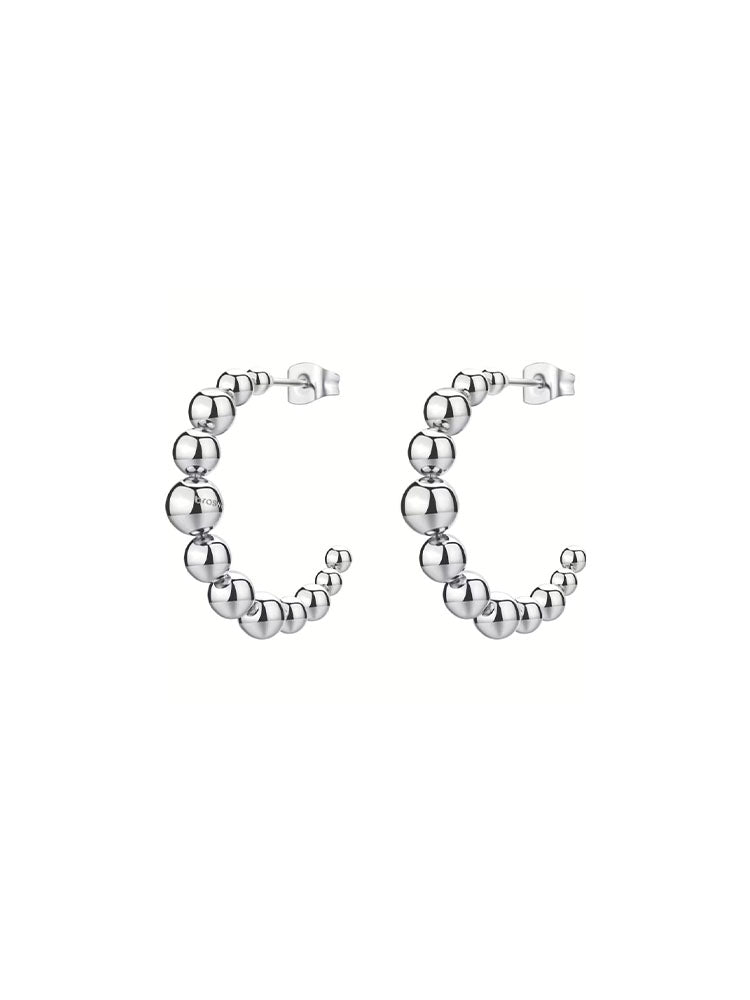 ORECCHINI DONNA IN ACCIAIO A CERCHIO CON SFERE COLLEZIONE PERFECT BROSWAY