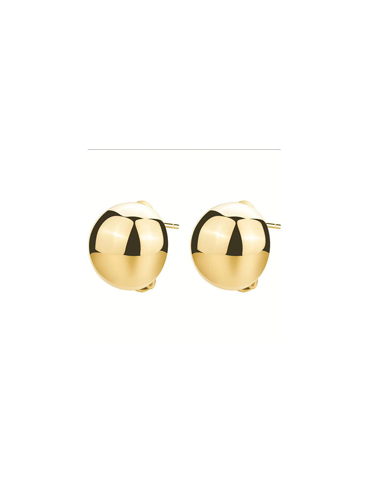 ORECCHINI DONNA IN ACCIAIO MEZZA SFERA A BOTTONE FINITURA IN ORO COLLEZIONE PERFECT BROSWAY