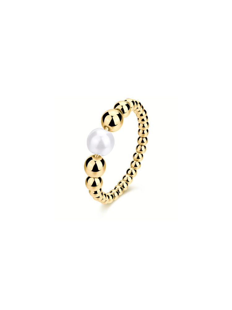 ANELLO DONNA IN ACCIAIO CON SFERE E PERLA CENTRALE COLLEZIONE PERFECT MISURA 16 BROSWAY