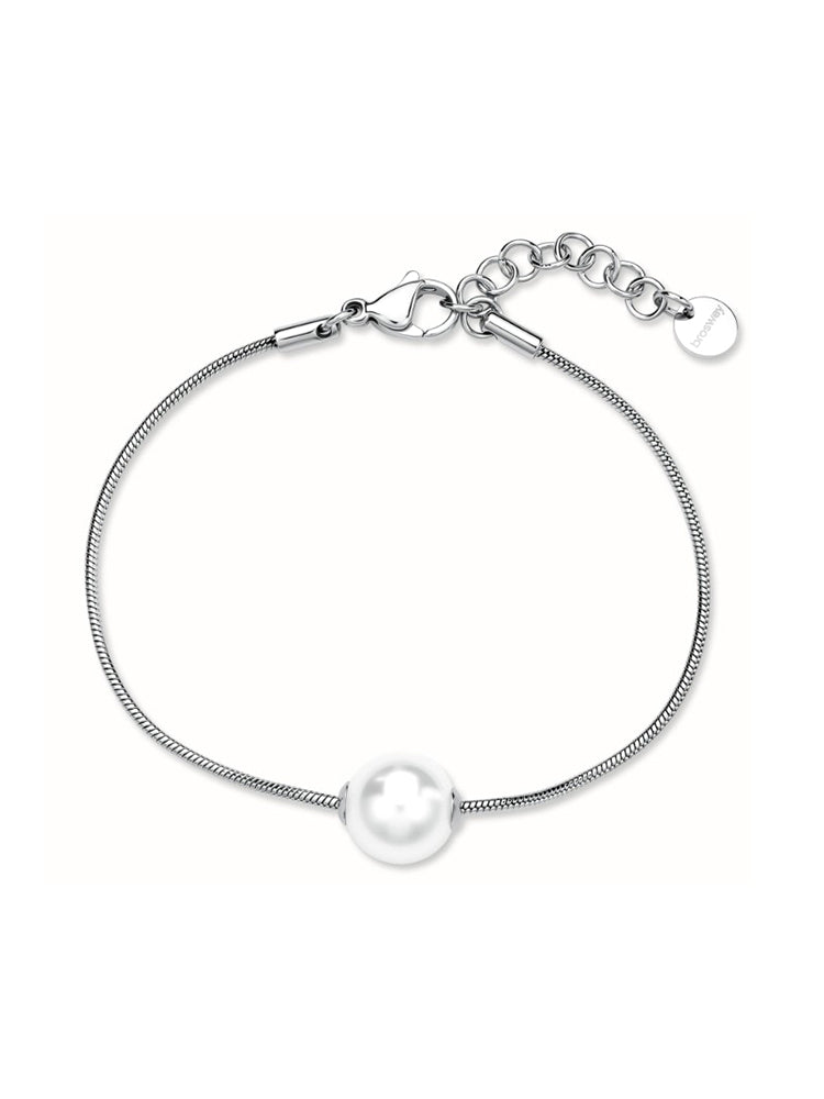 BRACCIALE DONNA IN ACCIAIO CON PERLA CENTRALE BROSWAY