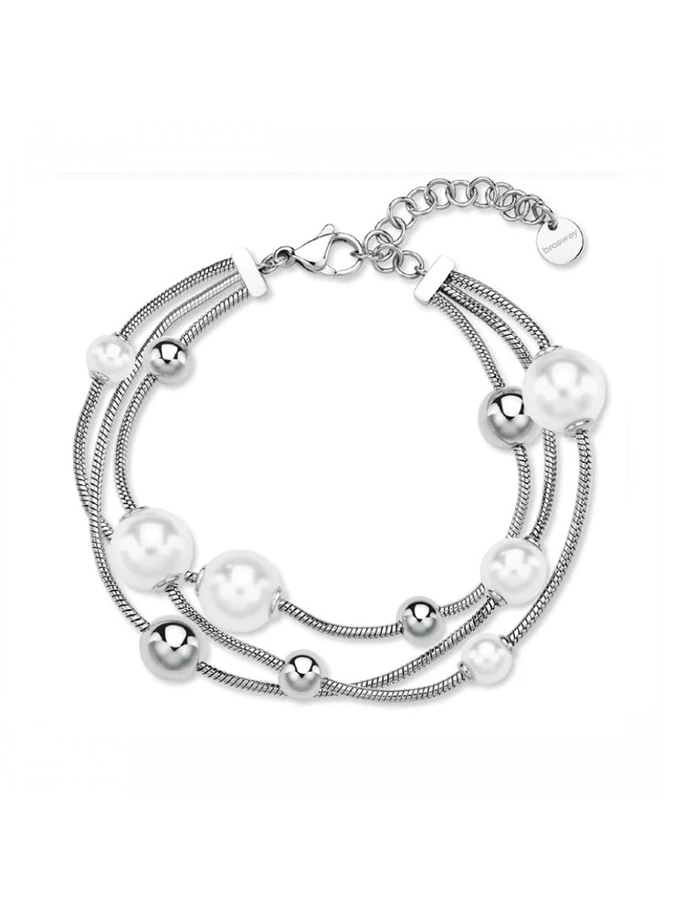 BRACCIALE DONNA PERFECT MULTIFILO CON PERLE E SFERE IN ACCIAIO BROSWAY