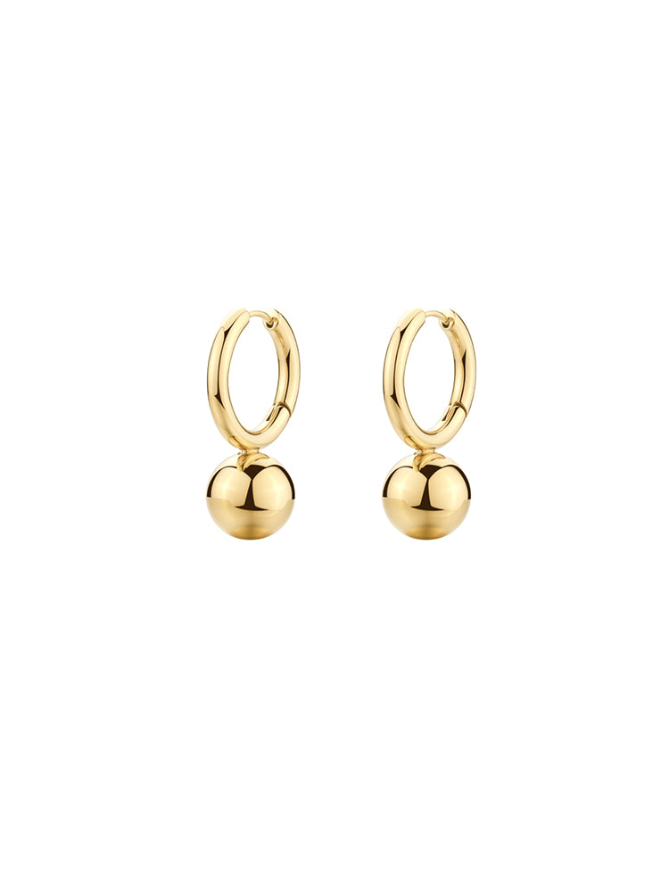 ORECCHINI DONNA A CERCHIO CON SFERA IN ACCIAIO DORATO BROSWAY