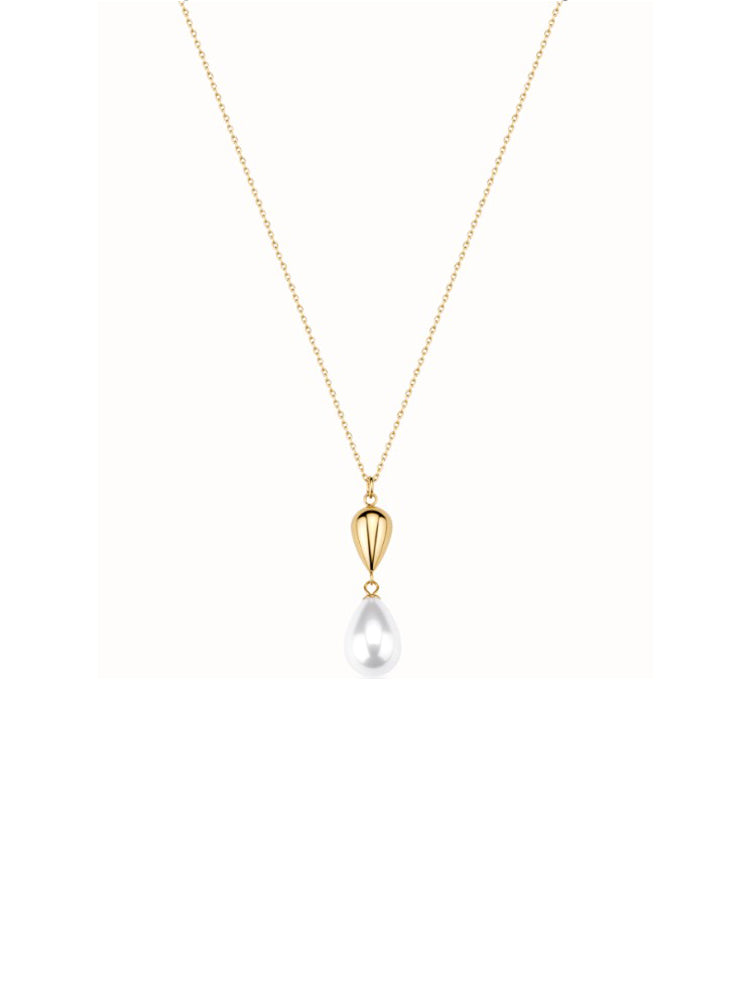 COLLANA DONNA PERFECT CON PERLA A GOCCIA PENDENTE IN ACCIAIO DORATO BROSWAY