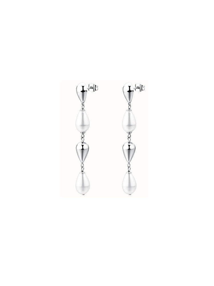 ORECCHINI DONNA PENDENTI IN ACCIAIO CON PERLE A GOCCIA BROSWAY