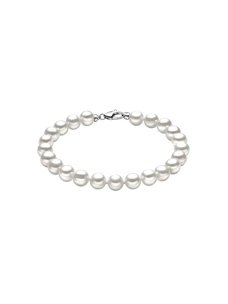 BRACCIALE DONNA FILO DI PERLE 7,5-8 CON CHIUSURA IN ORO BIANCO COMETE GIOIELLI