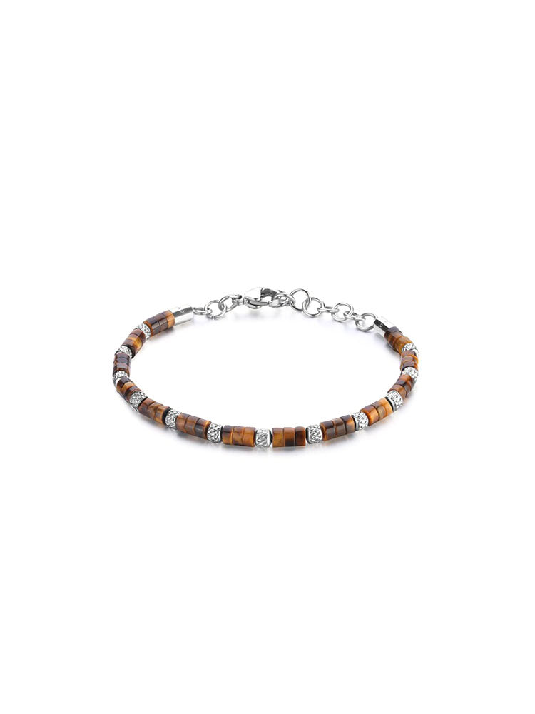 BRACCIALE UOMO RIPTIDE IN ACCIAIO E OCCHIO DI TIGRE BROSWAY