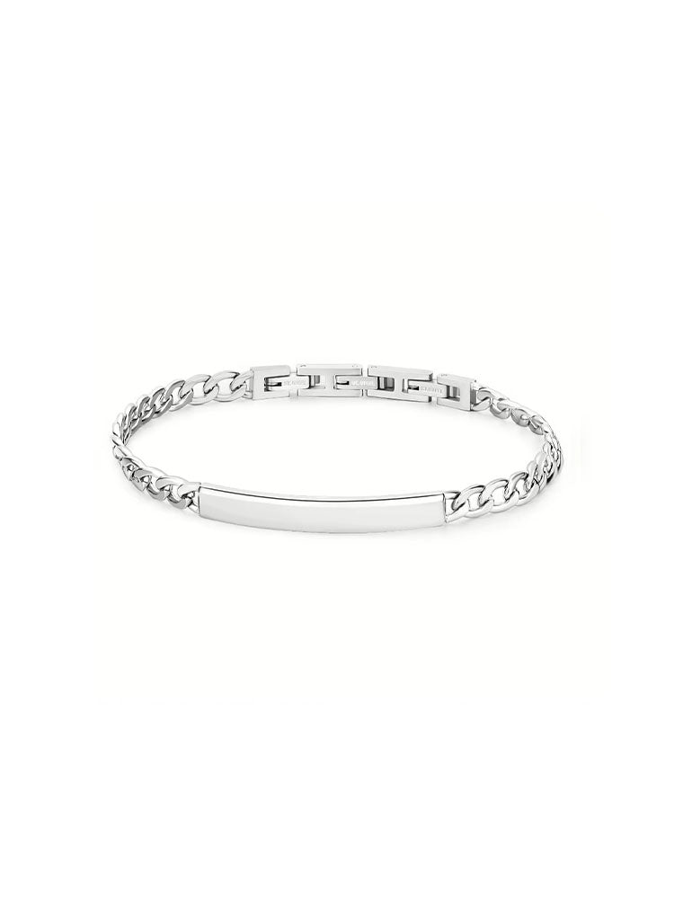 BRACCIALE UOMO IN ACCIAIO A CATENA GRUMETTA CON TARGHETTA CENTRALE COLLEZIONE RIPTIDE BROSWAY