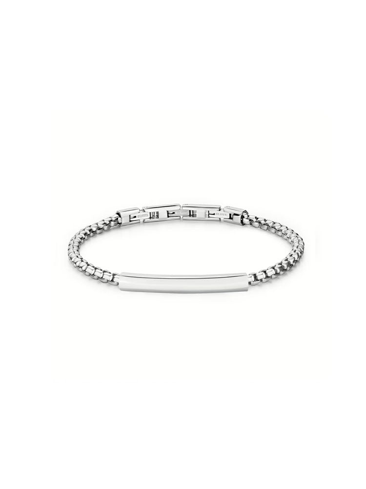 BRACCIALE UOMO IN ACCIAIO A CATENA MAGLIA VENEZIANA E TARGHETTA CENTRALE COLLEZIONE RIPTIDE BROSWAY