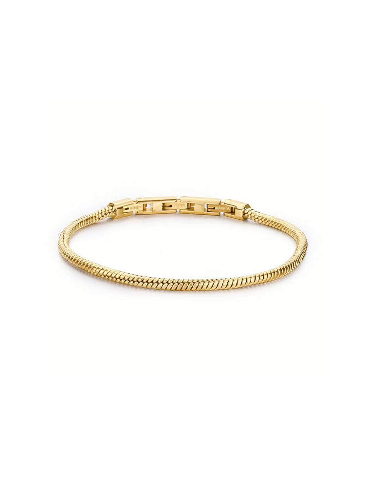 BRACCIALE UOMO IN ACCIAIO A CATENA SPIGA ARROTONDATA FINITURA ORO COLLEZIONE RIPTIDE BROSWAY