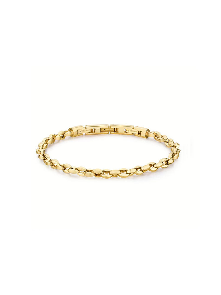 BRACCIALE UOMO IN ACCIAIO A CATENA MAGLIA CAFFE' FINITURA IN ORO  COLLEZIONE RIPTIDE BROSWAY