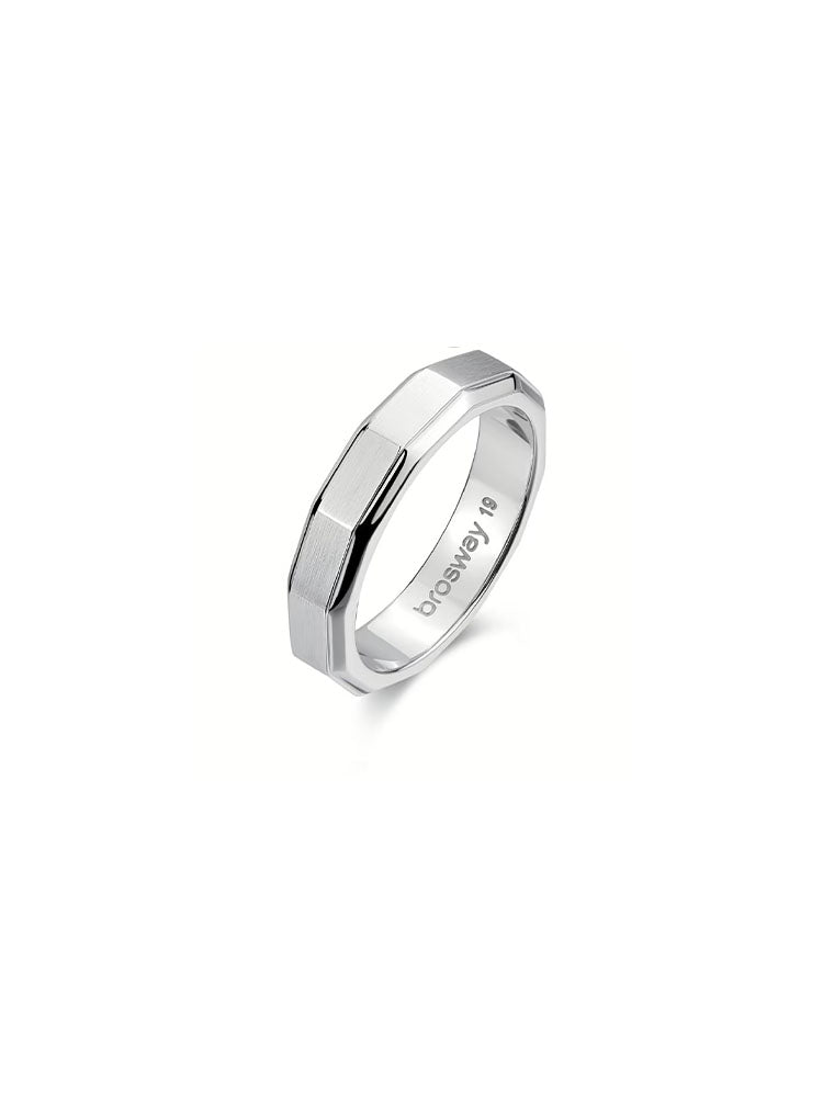 ANELLO UOMO IN ACCIAIO LUCIDO E SATINATO COLLEZIONE RIPTIDE MISURA 23 BROSWAY