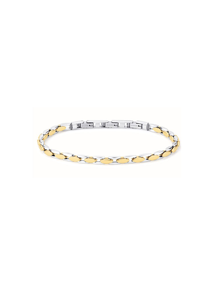 BRACCIALE UOMO IN ACCIAIO BICOLORE PLACCATO ORO 14K BROSWAY
