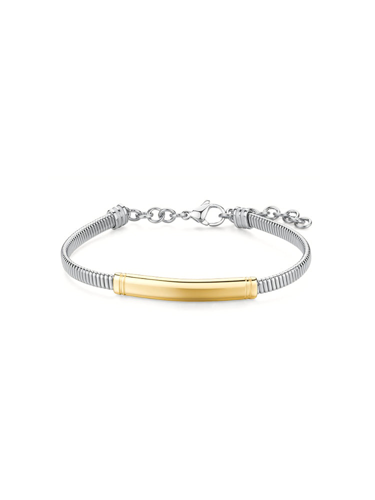 BRACCIALE UOMO RIPTIDE MAGLIA SNAKE CON PIASTRINA CENTRALE DORATA BROSWAY