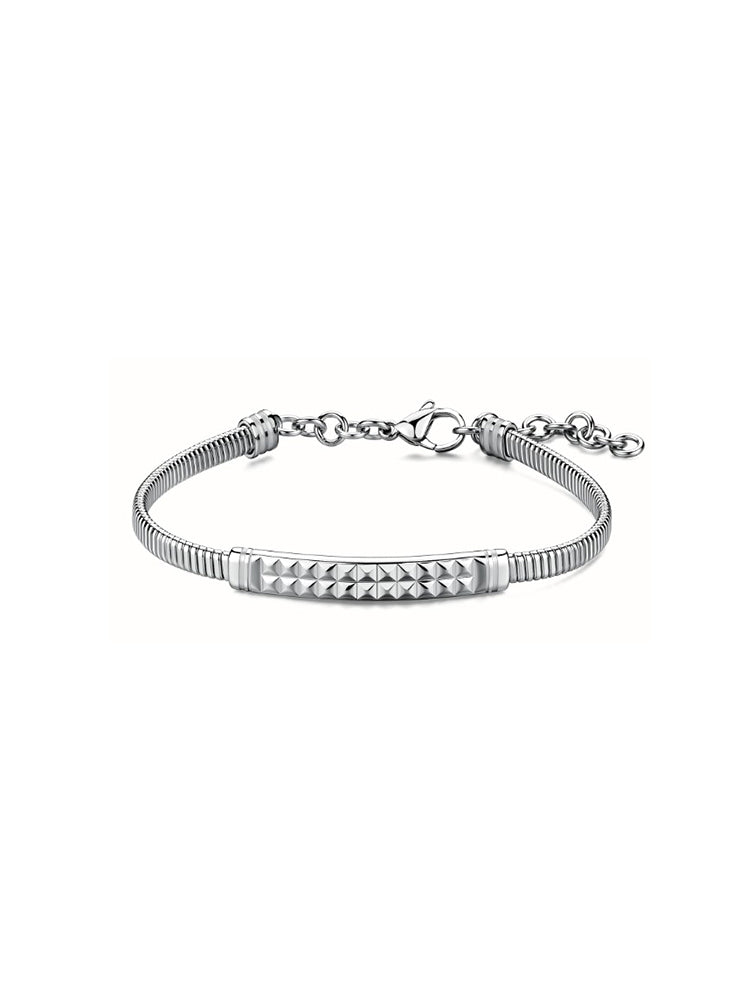 BRACCIALE UOMO RIPTIDE CATENA SNAKE E PIASTRINA CENTRALE BROSWAY