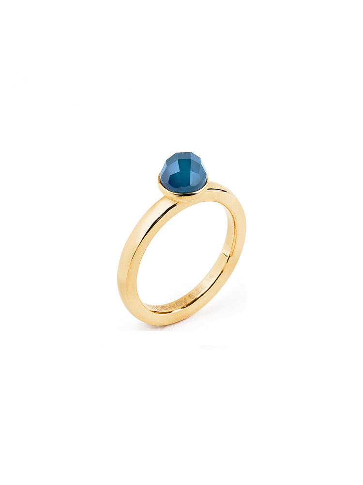 ANELLO DONNA TRING, BELLEZZA, DORATO CON PIETRA BLU MIS20 BROSWAY