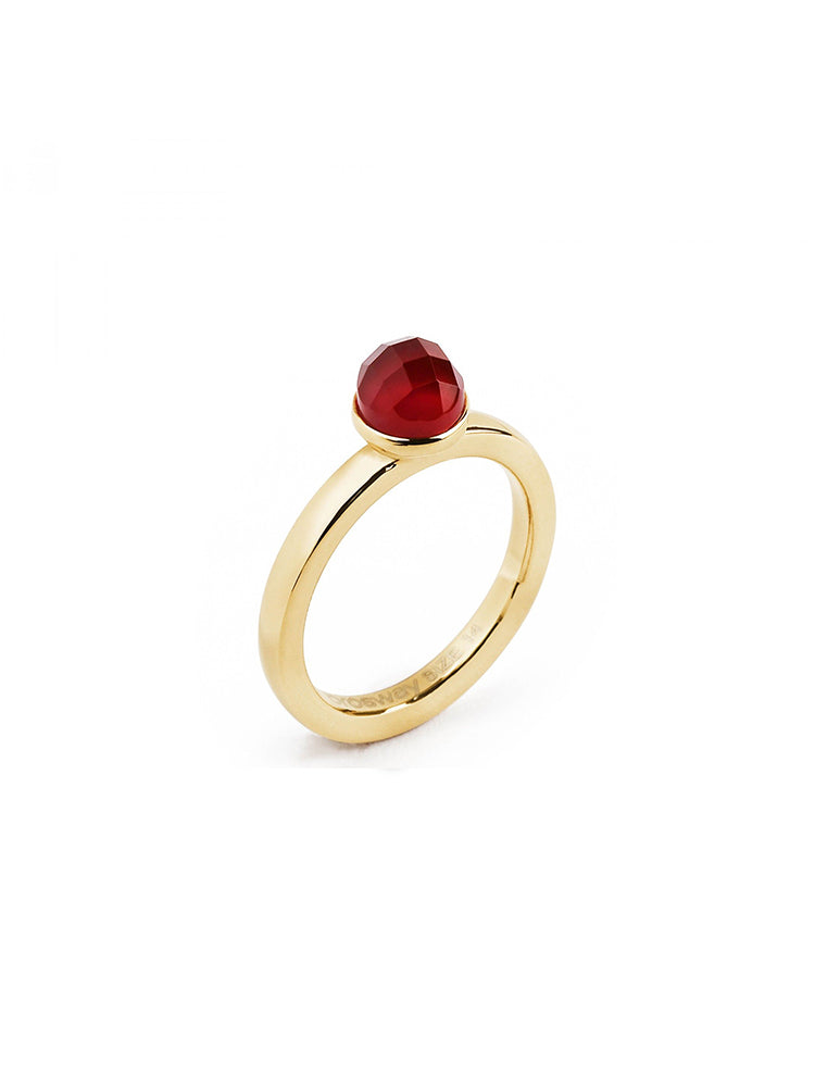 ANELLO DONNA TRING, VOLONTA', DORATO CON AGATA ROSSA MIS 18 BROSWAY