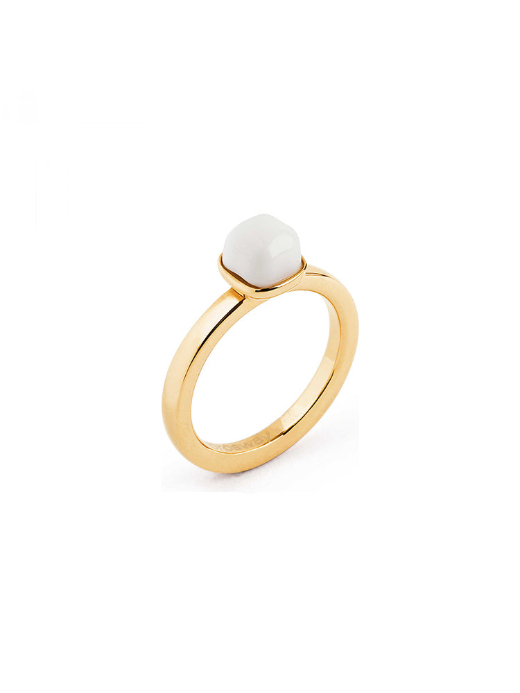 ANELLO DONNA TRING, ORIGINALITA', DORATO CON PIETRA BIANCA MIS20 BROSWAY