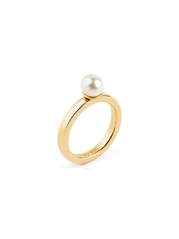 ANELLO DONNA TRING, INTELLIGENZA, DORATO CON PERLA BIANCA MIS16 BROSWAY