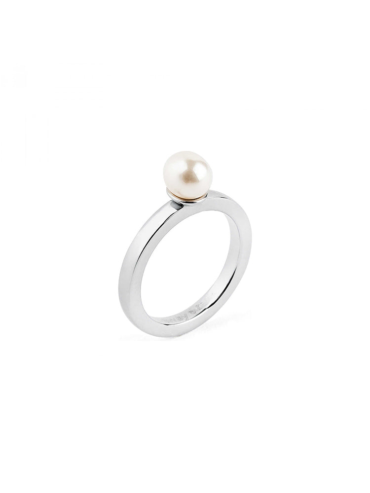 ANELLO DONNA TRING, BONTA', RODIO CON PERLA BIANCA MIS14 BROSWAY