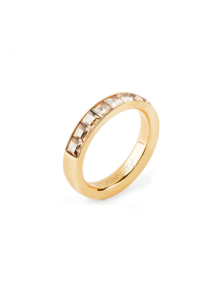 ANELLO DONNA TRING, FANTASIA, DORATO E PAVE' DI SWAROVSKI AMBRA MIS20 BROSWAY