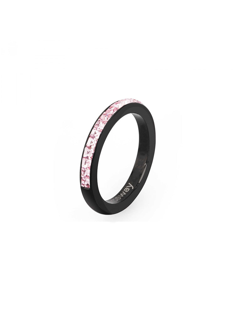 ANELLO DONNA TRING, IMMAGINAZIONE, NERO CON PAVE' DI SWAROVSKI ROSA, MIS14 BROSWAY