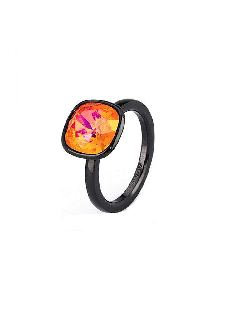 ANELLO DONNA TRING, ESUBERANZA, NERO E CRISTALLO ARANCIO MIS16 BROSWAY