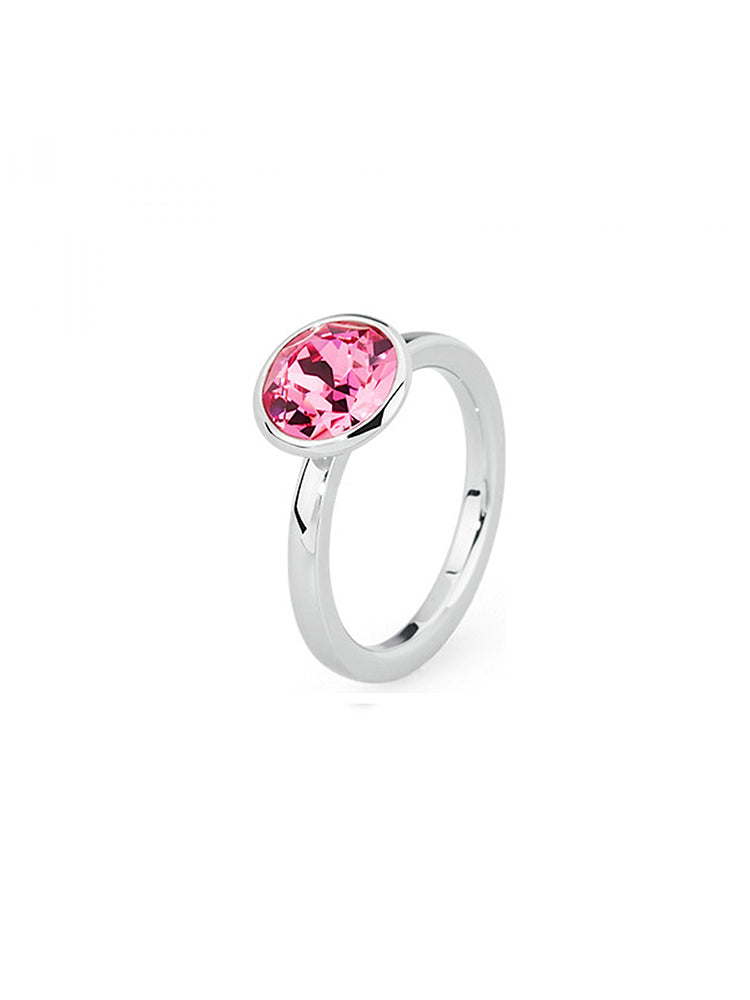 ANELLO DONNA TRING, SIMPATIA, RODIO CON PIETRA ROSA MIS18 BROSWAY