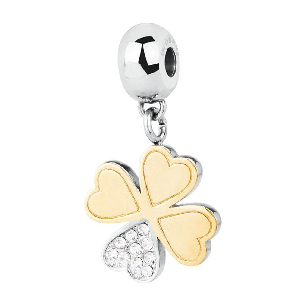 CHARM DONNA TRES JOLIE MINI, PENDENTE QUADRIFOGLIO COLOR ORO BROSWAY