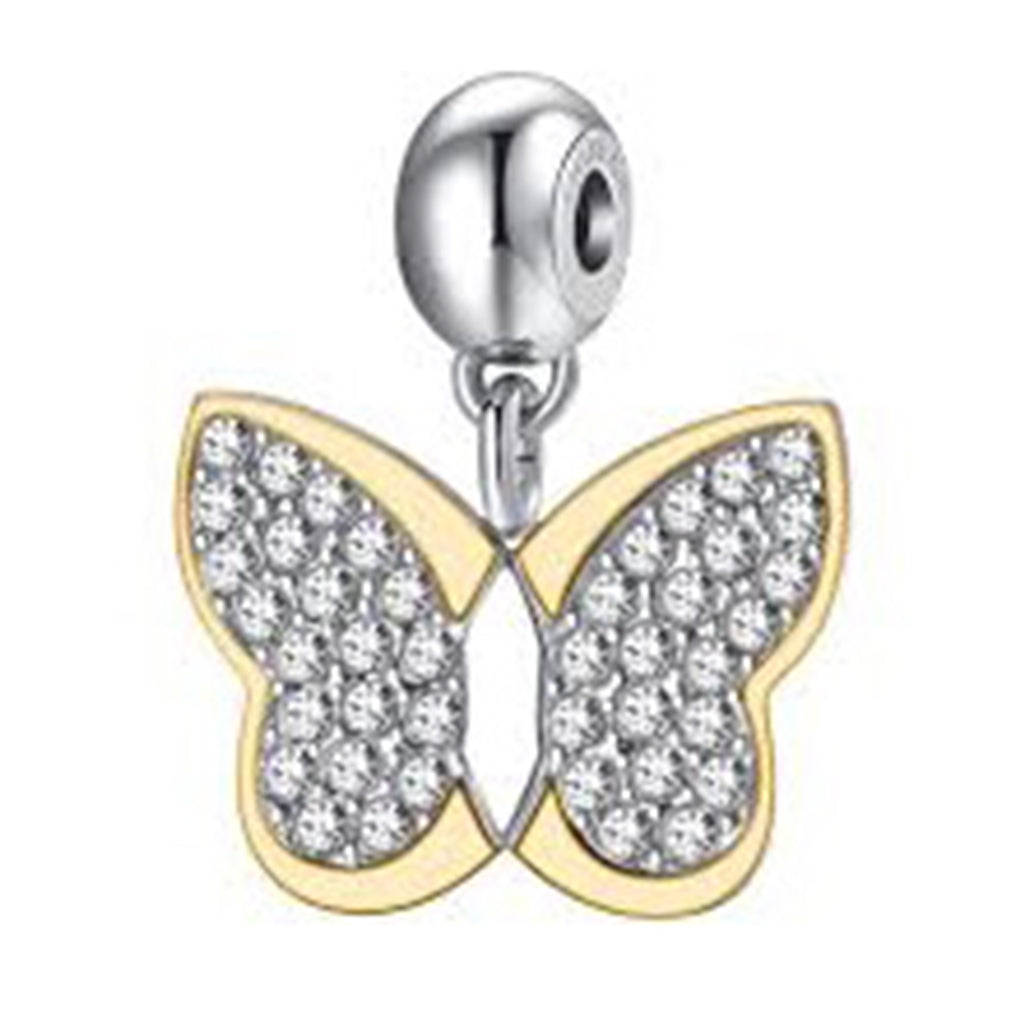 CHARM DONNA TRES JOLIE MINI, PENDENTE FARFALLA ORO E CRISTALLI BROSWAY