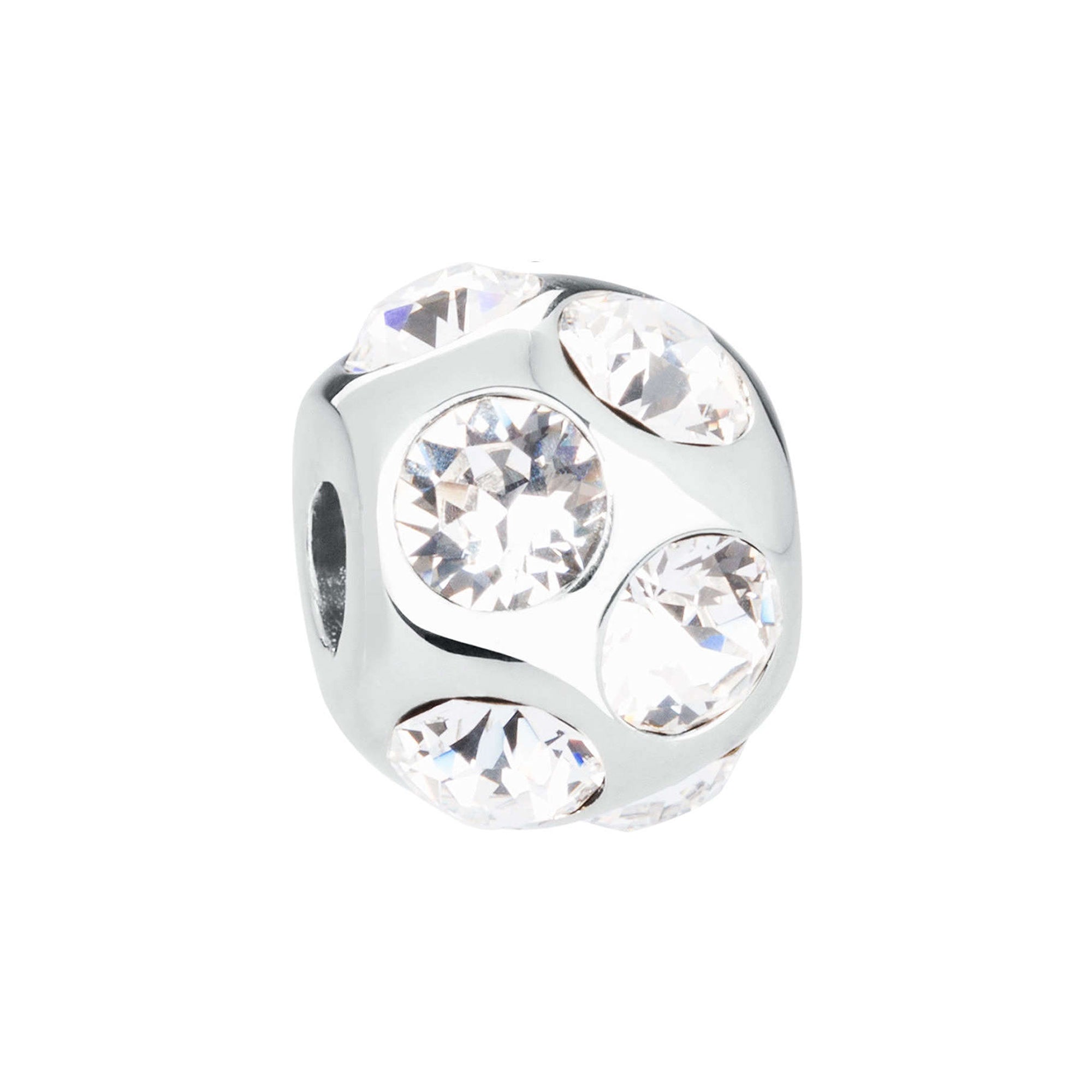 CHARM DONNA TRES JOLIE MINI, SFERA BIANCA CON SWAROVSKI BROSWAY