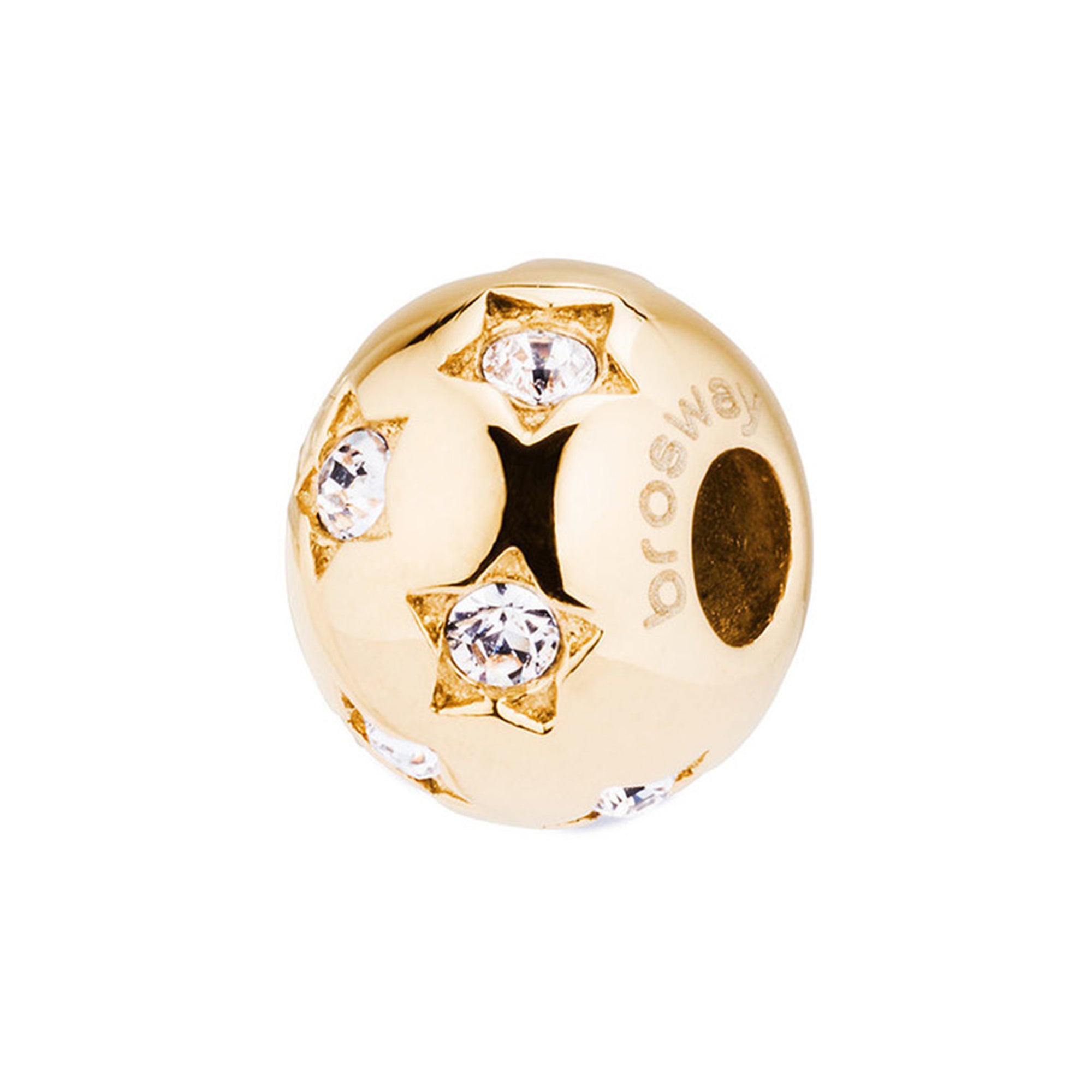 CHARM DONNA TRES JOLIE MINI, SFERA ORO CON STELLE SWAROVSKI BROSWAY