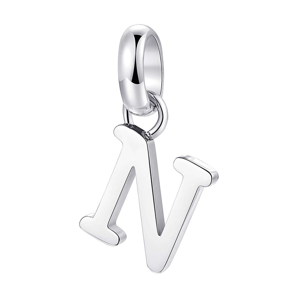 CHARM DONNA TRES JOLIE MINI, LETTERA N, COLOR RODIO BROSWAY