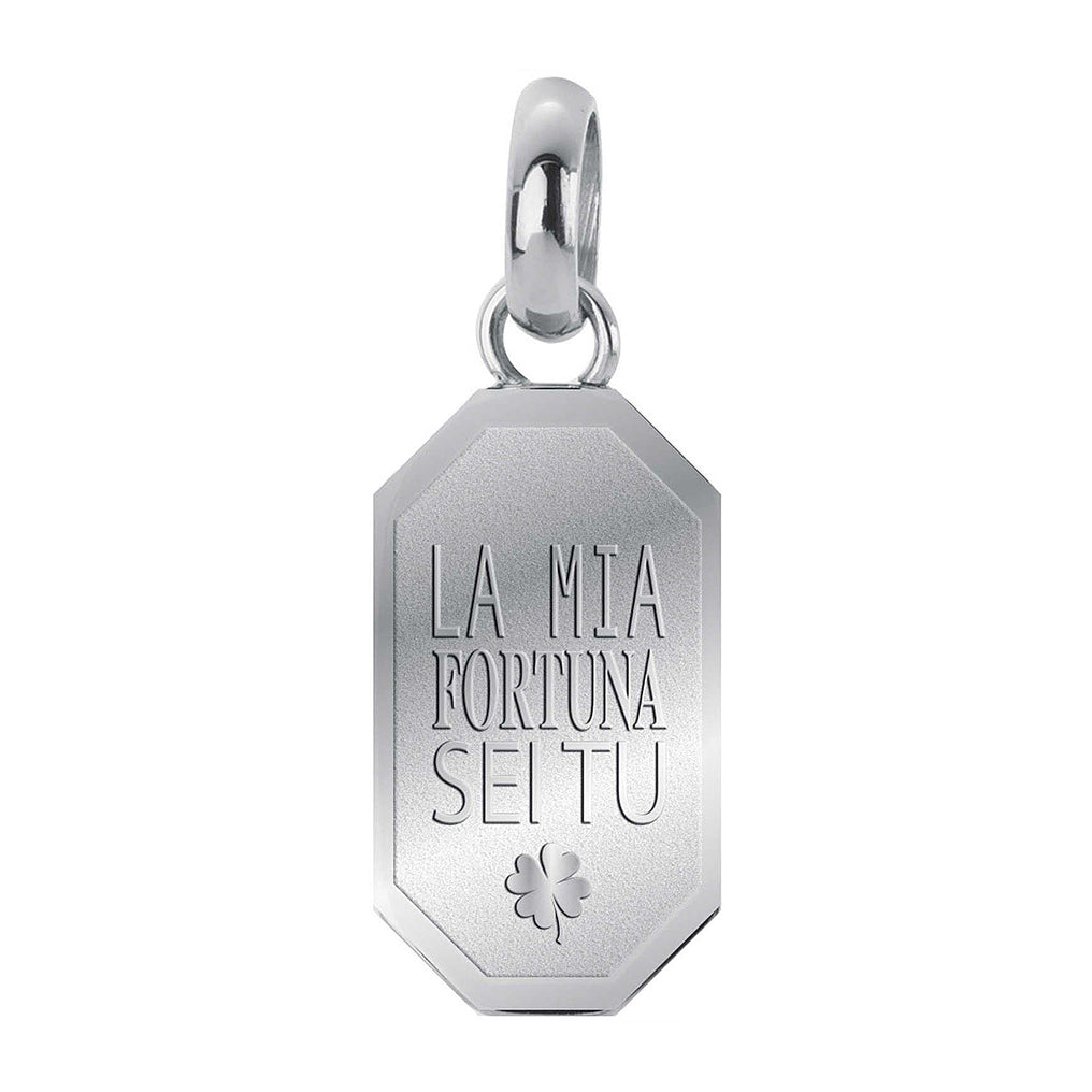 CHARM DONNA PENDENTE, TRES JOLIE MINI, MEDAGLIETTA FORTUNA, COLOR RODIO BROSWAY