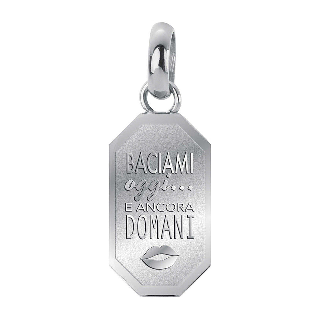 CHARM DONNA TRES JOLIE MINI, MEDAGLIETTA BACIAMI, COLOR RODIO BROSWAY