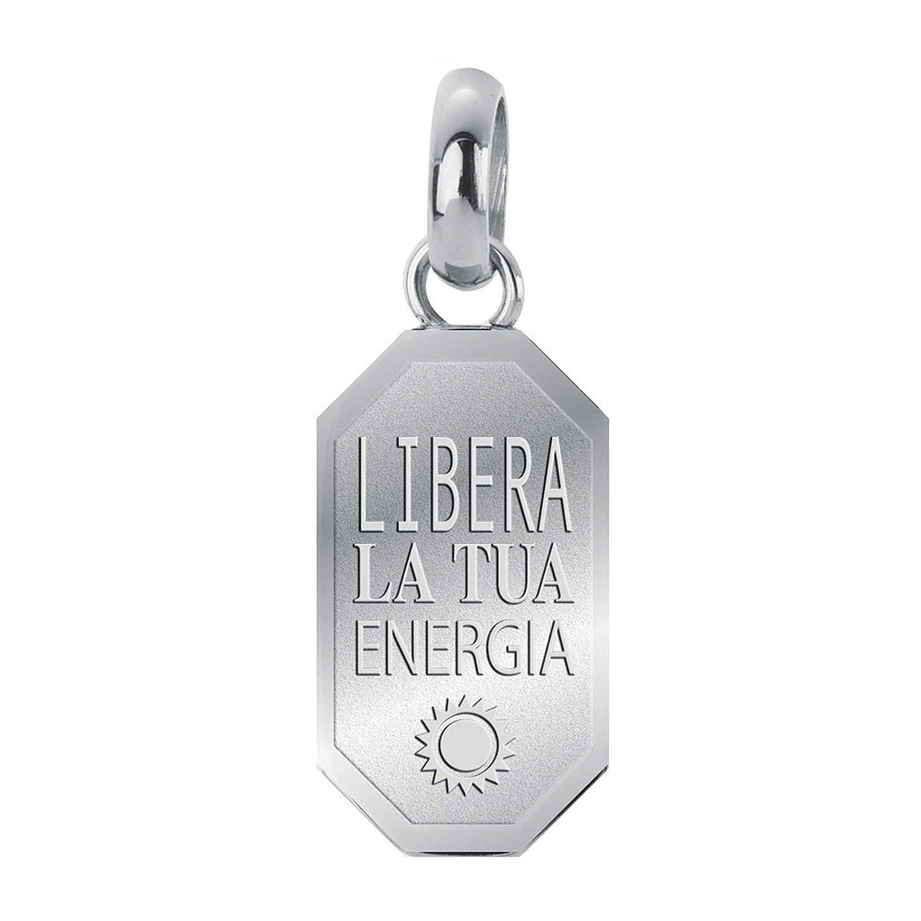 CHARM DONNA PENDENTE, TRES JOLIE MINI, MEDAGLIETTA ENERGIA, COLOR RODIO BROSWAY