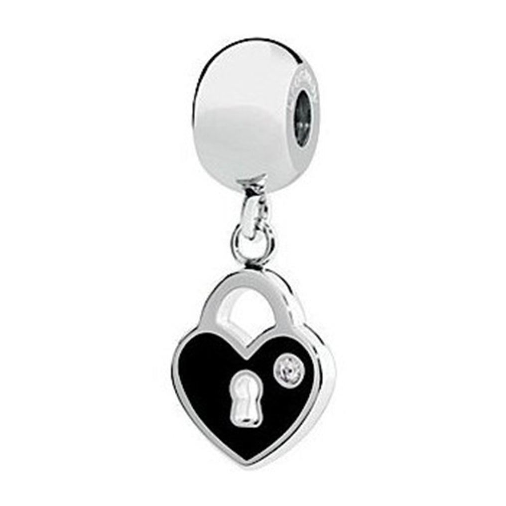 CHARM DONNA PENDENTE, TRES JOLIE MINI, LUCCHETTO NERO, RODIO BROSWAY