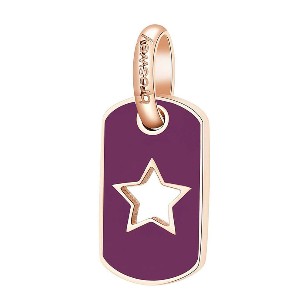 CHARM DONNA PENDENTE, MEDAGLIETTA CON STELLA, TRES JOLIE MINI VIOLA BROSWAY