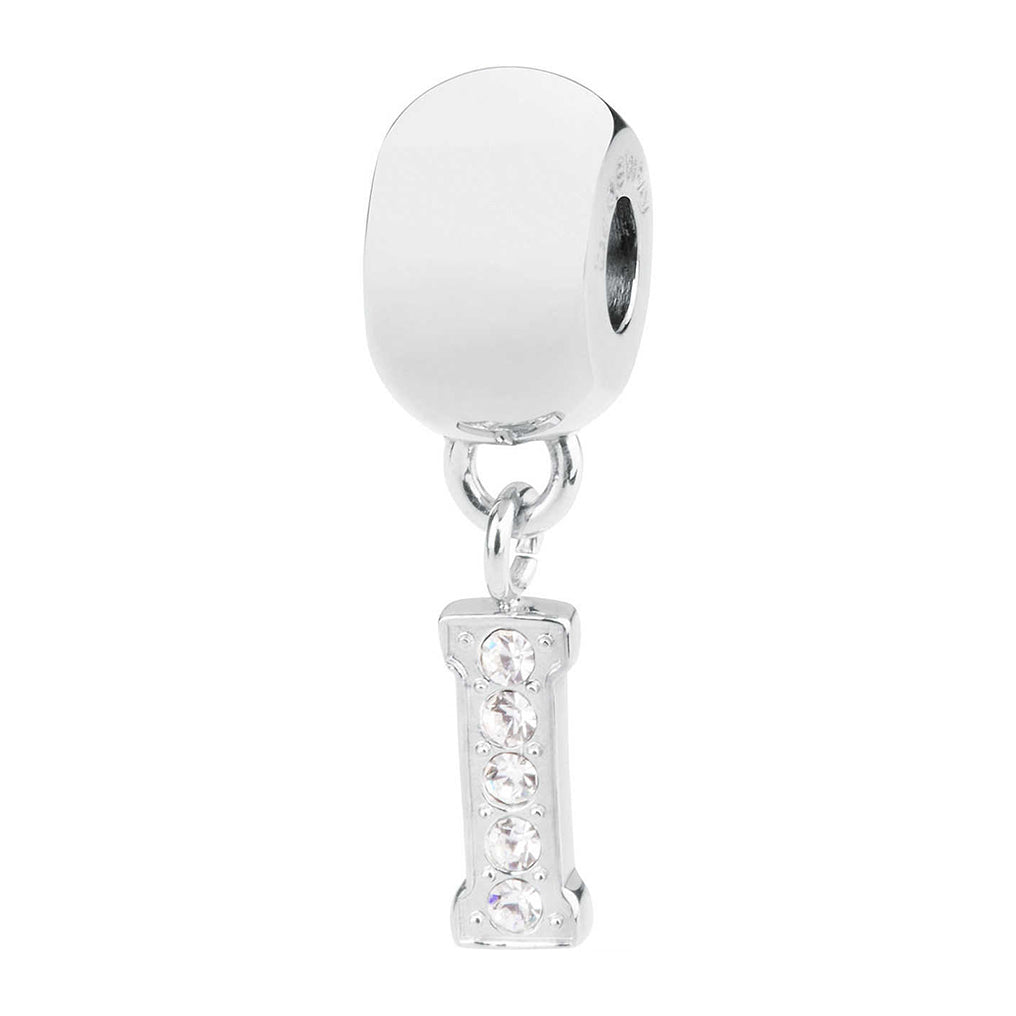 CHARM DONNA TRES JOLIE MINI, LETTERA I, COLOR RODIO, CON SWAROVSKI BROSWAY